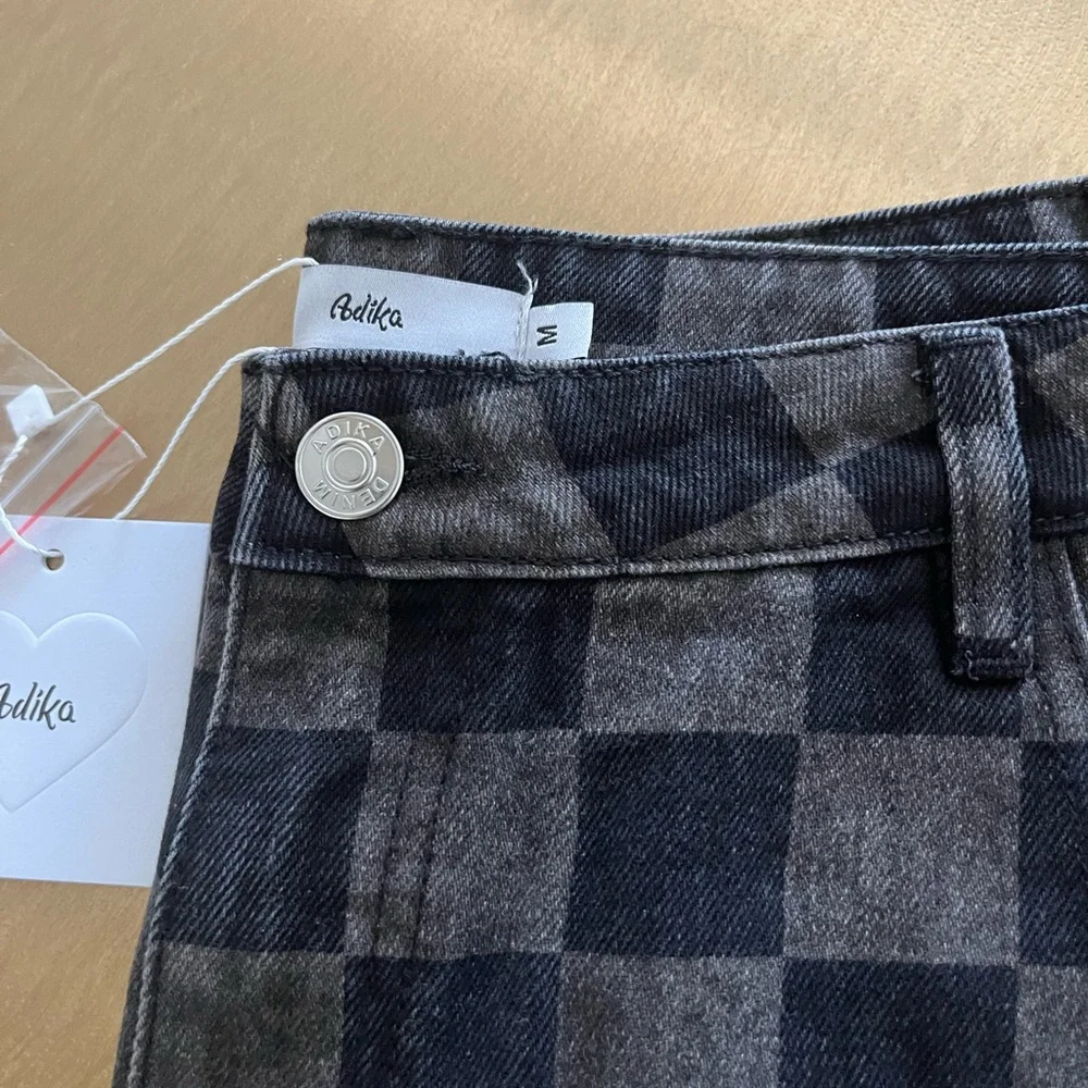 NWT Black Checkered Jeans - Picture 4 of 5
